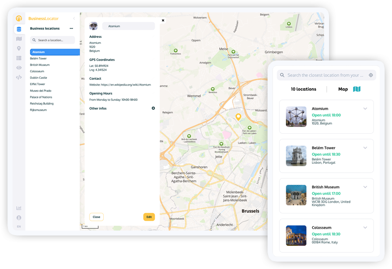 Aperçu BusinessLocator mobile et desktop Aperçu BusinessLocator mobile et desktop