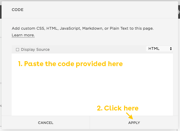 squarespace instructions - screenshot