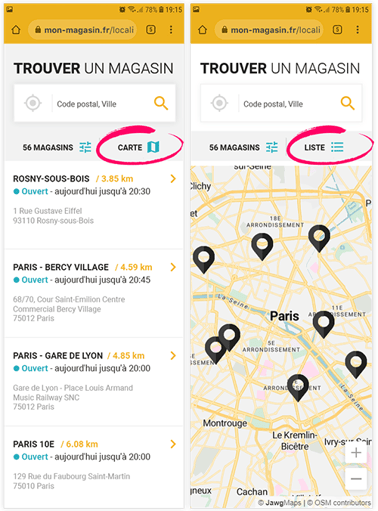 BusinessLocator preview on mobile